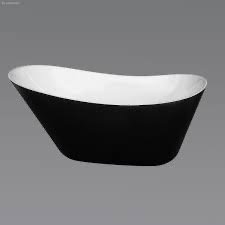 Black and White Side-Curved Luxury Freestanding Bathtub