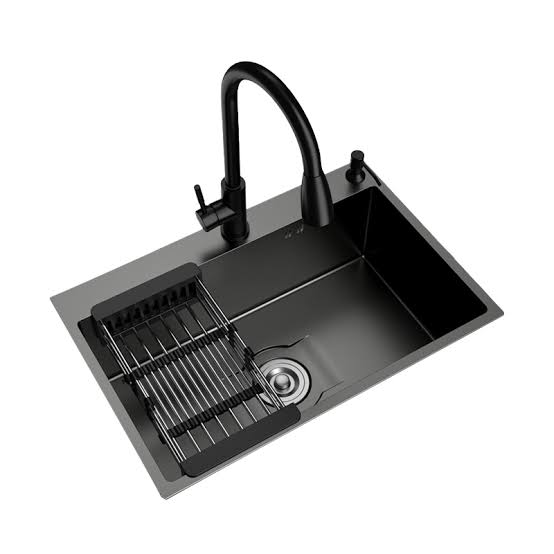 Matte Black Almond-Shaped Kitchen Sink - Image 2