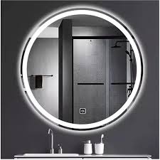 Black Framed Round LED Mirror