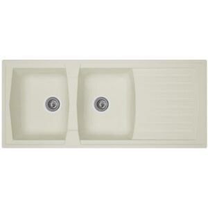 Off-White Double Bowl Single Tray Acrylic Sink - Model KS-AC15